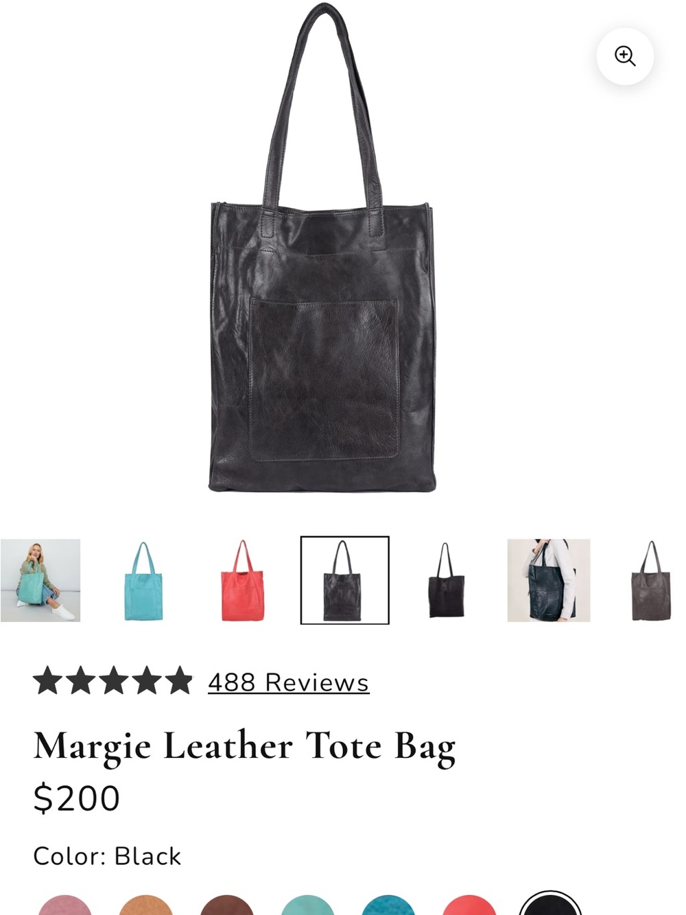 Leather Tote Bag - Black